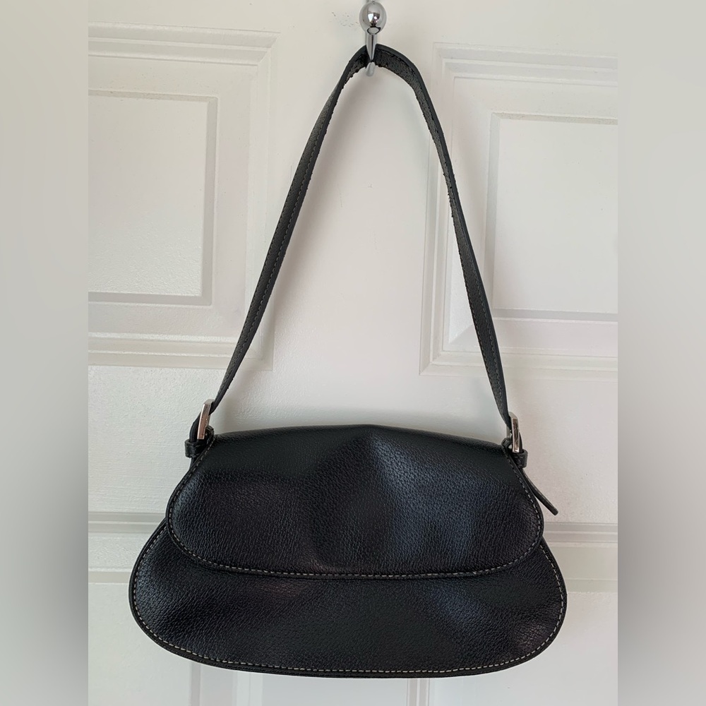 Vintage Liz Claiborne Mini Bag Black Faux Leather Baguette Y2K‎ Feminine Classic